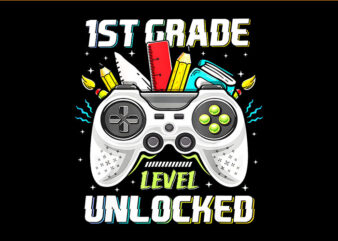 1st Grade Level Unlocked Video Game Back to School PNG