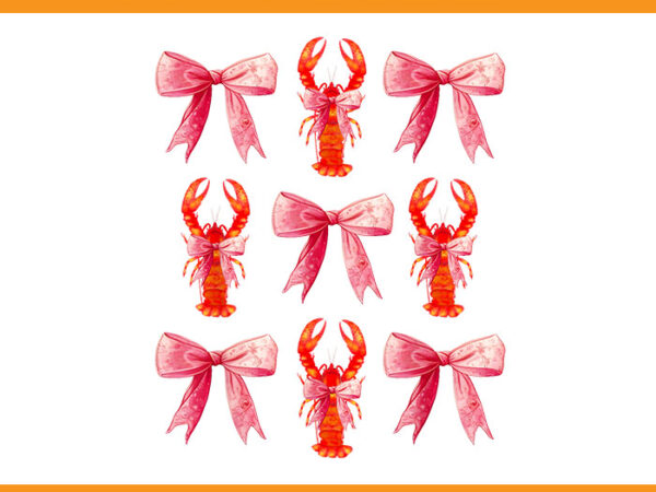 Bow cute coquette crawfish png t shirt template