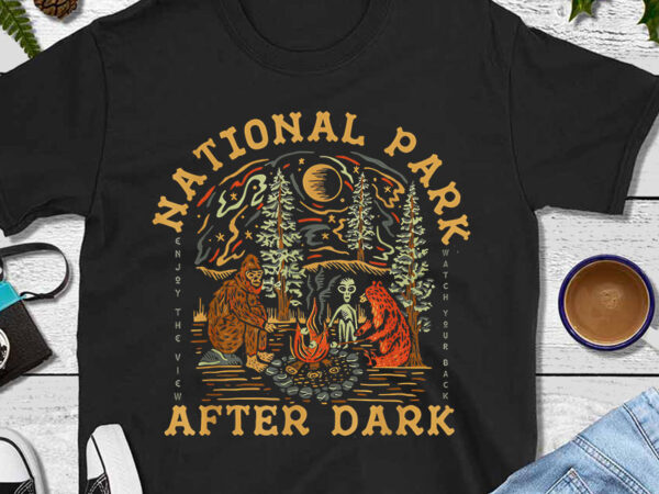 National park after dark png T shirt vector artwork