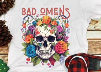 Bad Omens Colorful Skull And Flower PNG