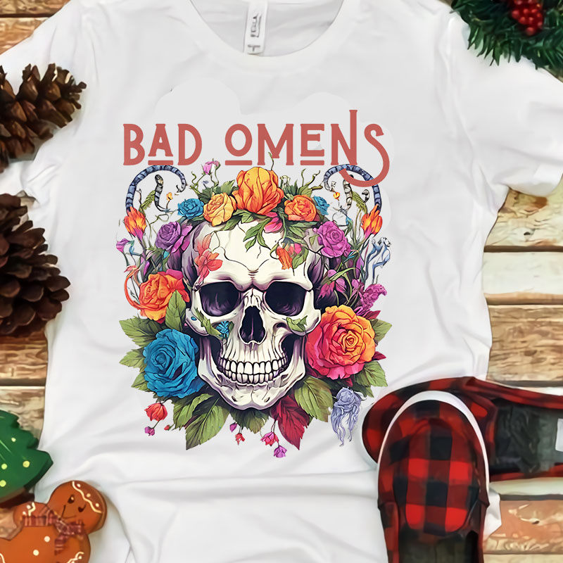 Bad Omens Colorful Skull And Flower PNG