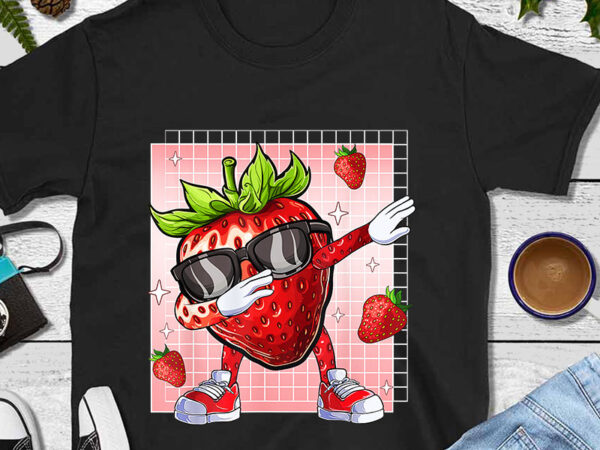 Dabbing strawberry summer fruit png t shirt vector illustration