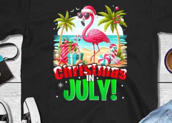 Christmas In July Flamingo Beach Summer Hawaii PNG t shirt vector file