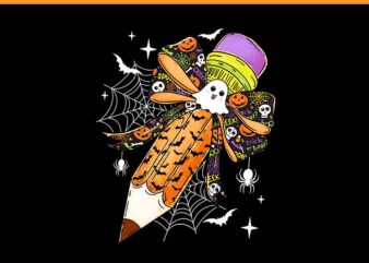 Coquette bow pencil ghost spooky teacher halloween png t shirt vector file