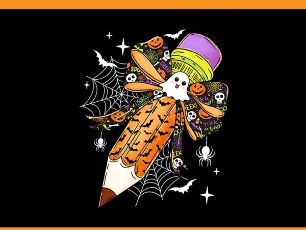 Coquette bow pencil ghost spooky teacher halloween png t shirt vector file