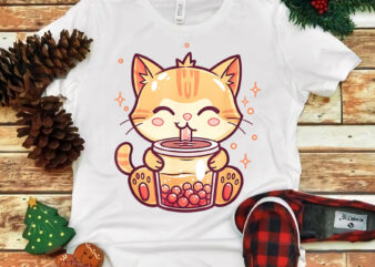 Cat Boba Tea Bubble Tea Anime Kawaii Neko PNG