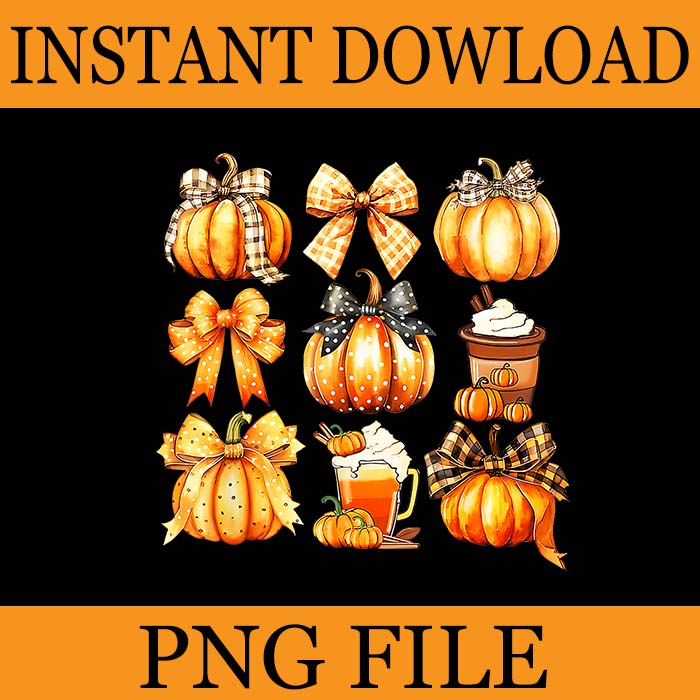 Coquette Bow Pumpkin Football PNG, Coquette Bow Pumpkin Fall Vibes Spooky Season Halloween PNG