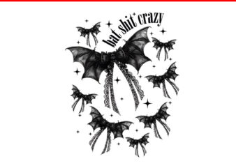 Bat Shit Crazy PNG, Bat Halloween PNG, Bat Shit Crazy Coquette Bow PNG