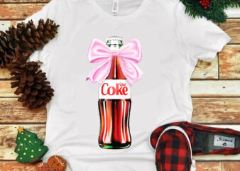 Diet Coke PNG, Classic Bottle With Pink Coquette Bow PNG t shirt vector illustration