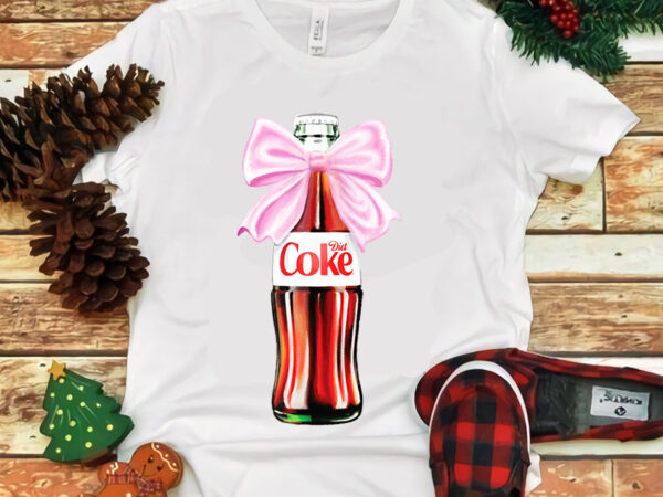 Diet coke png, classic bottle with pink coquette bow png t shirt vector illustration