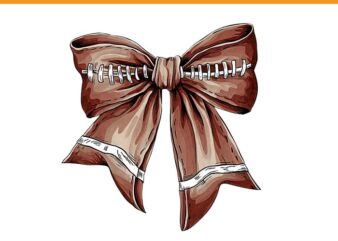 Coquette Bow Football PNG, Cool Ribbon Football Bow PNG, Retro Football Bow Png, Fall Coquette Bow PNG