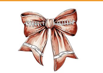 Coquette Bow Football PNG, Cool Ribbon Football Bow PNG, Retro Football Bow Png, Fall Coquette Bow PNG