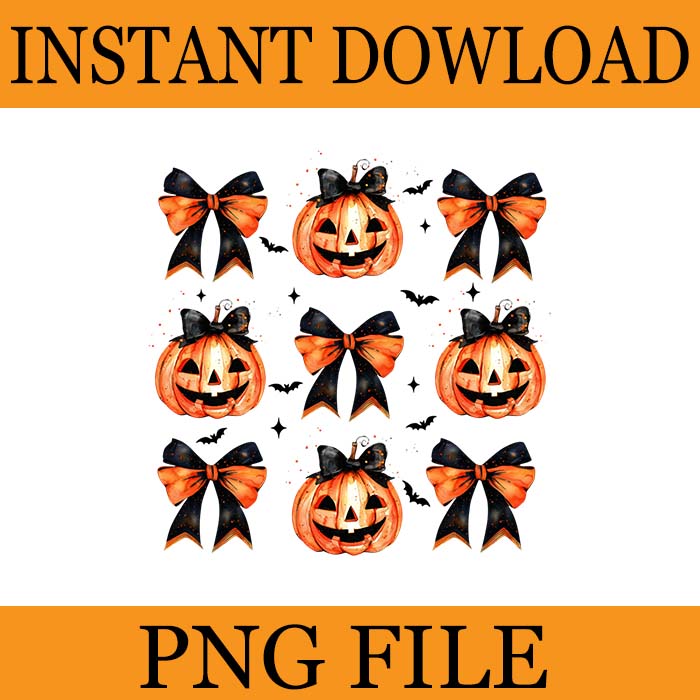 Coquette Bow Pumpkin Football PNG, Coquette Bow Pumpkin Fall Vibes Spooky Season Halloween PNG