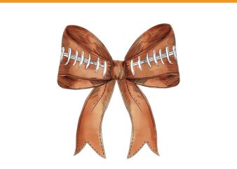 Coquette Bow Football PNG, Cool Ribbon Football Bow PNG, Retro Football Bow Png, Fall Coquette Bow PNG