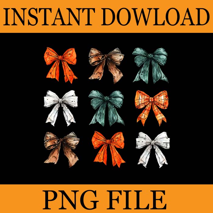 Coquette Bow Pumpkin Football PNG, Coquette Bow Pumpkin Fall Vibes Spooky Season Halloween PNG