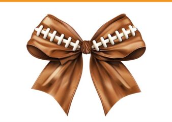 Coquette Bow Football PNG, Cool Ribbon Football Bow PNG, Retro Football Bow Png, Fall Coquette Bow PNG