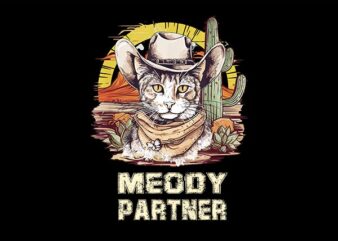 Meowdy Partner Cowboy Cat PNG t shirt designs for sale