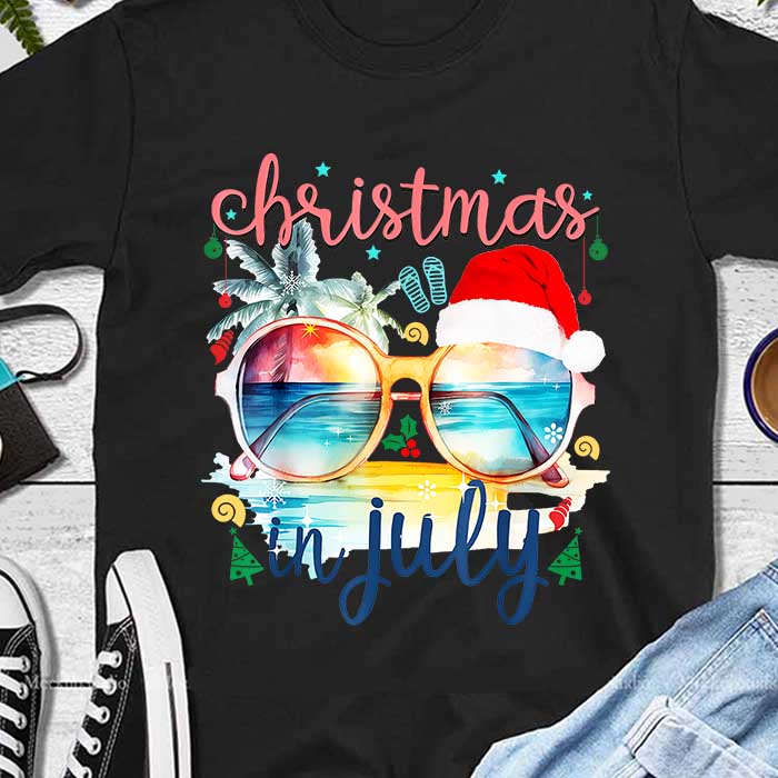 Sunglasses Christmas In July Santa Hat Summer PNG