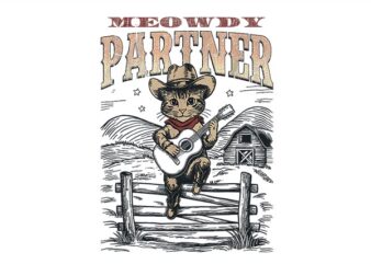 Meowdy Partner Cowboy Cat PNG