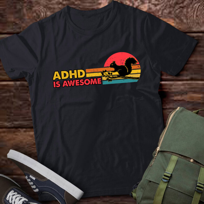 Vintage ADHD Is Awesome Squirrel Funny Squirrel Gift lts-d