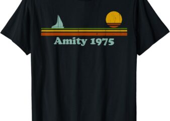 Vintage Amity 1975 Sunset Retro – Sailboat Sunrise Summer T-Shirt