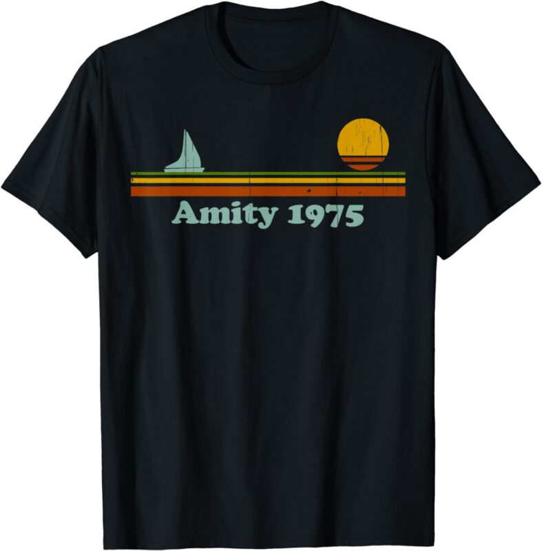 Vintage Amity 1975 Sunset Retro – Sailboat Sunrise Summer T-Shirt