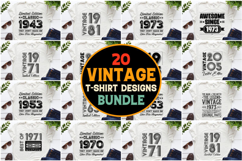 Vintage Birthday,Vintage Birthday TShirt,Vintage Birthday TShirt Design,Vintage Birthday TShirt Design Bundle,Vintage Birthday T-Shirt