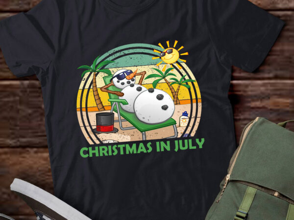 Vintage christmas in july snowman summer vacation xmas lts-d t shirt vector art