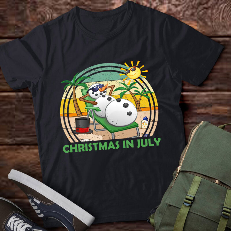 Vintage Christmas In July Snowman Summer Vacation Xmas lts-d