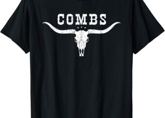 Vintage Combs Retro Longhorn Southern Western Bull Skull T-Shirt