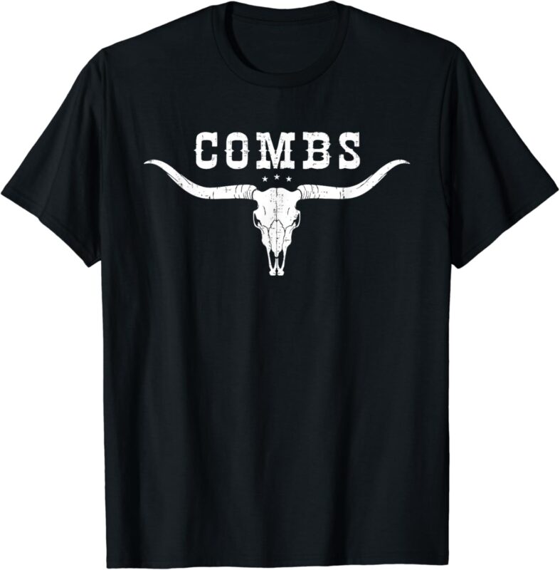 Vintage Combs Retro Longhorn Southern Western Bull Skull T-Shirt