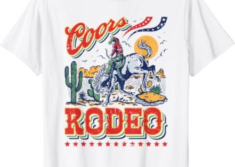 Vintage Cowhide Riding Coors Cowboys Western Country Rodeo T-Shirt