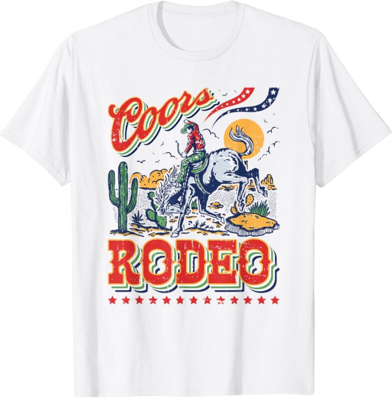 Vintage Cowhide Riding Coors Cowboys Western Country Rodeo T-Shirt