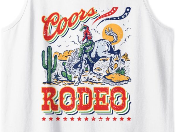 Vintage cowhide riding coors cowboys western country rodeo tank top t shirt vector art