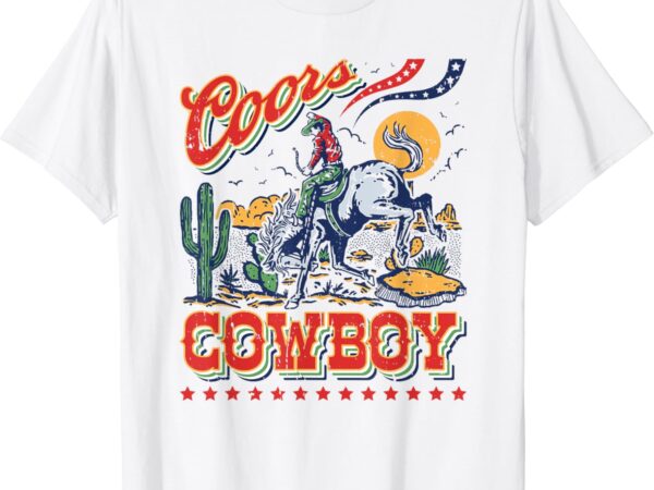 Vintage cowhide riding coors cowboys western country t-shirt