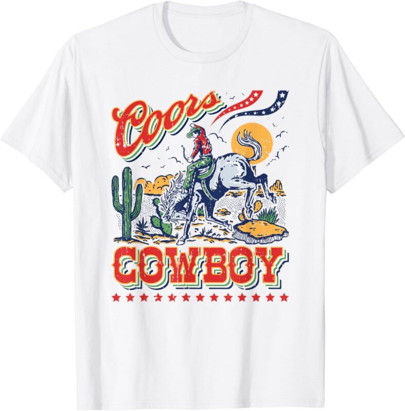 Vintage Cowhide Riding Coors Cowboys Western Country T-Shirt