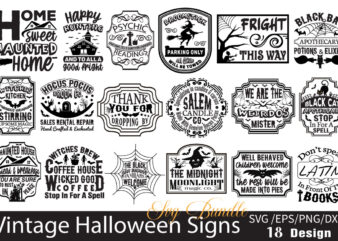 Vintage Halloween Signs T-shirt Bundle Vintage Halloween Signs SVG Bundle