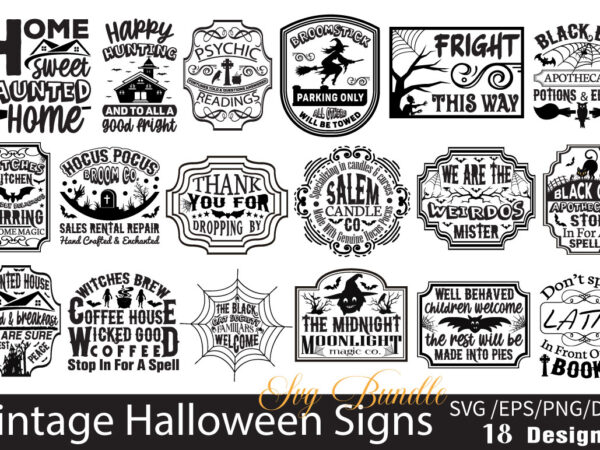 Vintage halloween signs t-shirt bundle vintage halloween signs svg bundle