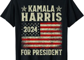 Vintage Kamala Harris 2024 For President Election Campaign T-Shirt