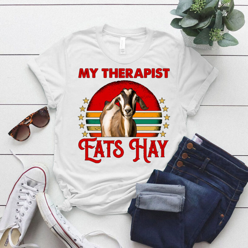 Vintage My Therapist Eats Hay Funny Goat Lover Gift lts-d