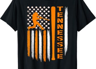 Vintage Tennessee Baseball American US Flag T-Shirt