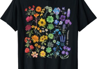 Vintage Wildflower LGBTQ Floral Rainbow Flower Pride LGBT T-Shirt