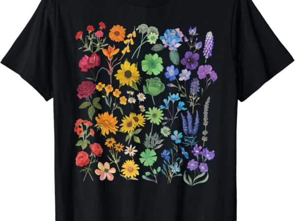 Vintage wildflower lgbtq floral rainbow flower pride lgbt t-shirt