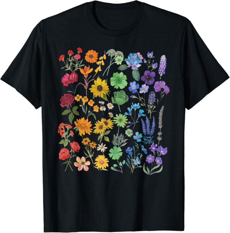 Vintage Wildflower LGBTQ Floral Rainbow Flower Pride LGBT T-Shirt