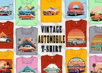 Retro Vintage Automobile t-shirt design bundle with 20 png designs – download instantly vintage car T-shirt Design Illustration