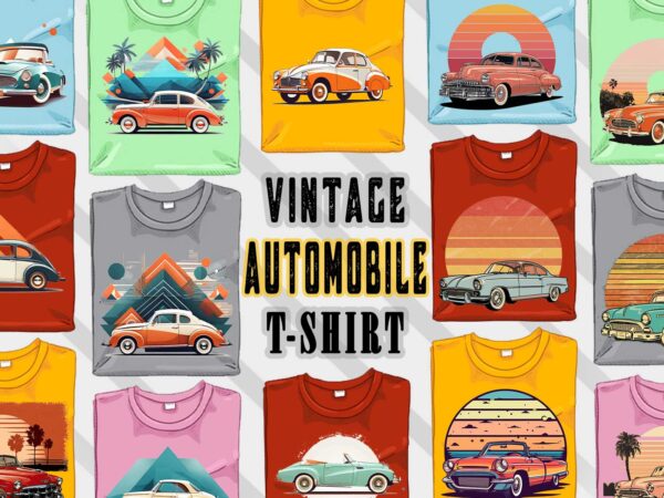 Retro vintage automobile t-shirt design bundle with 20 png designs – download instantly vintage car t-shirt design illustration