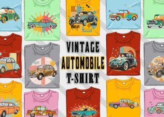 Retro Vintage Automobile t-shirt design bundle with 20 png designs – download instantly vintage car T-shirt Design Illustration