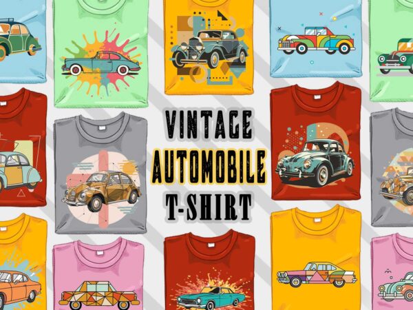 Retro vintage automobile t-shirt design bundle with 20 png designs – download instantly vintage car t-shirt design illustration