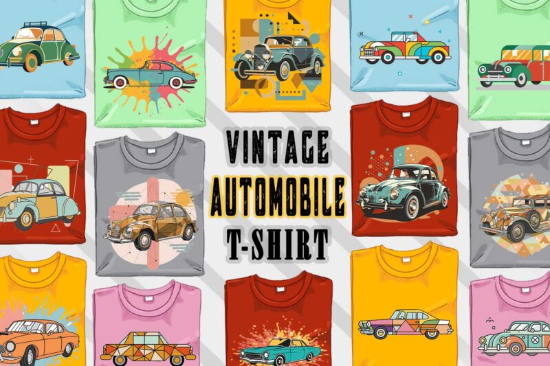 Retro Vintage Automobile t-shirt design bundle with 20 png designs – download instantly vintage car T-shirt Design Illustration