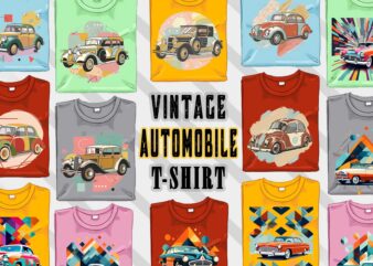 Retro Vintage Automobile t-shirt design bundle with 20 png designs – download instantly vintage car T-shirt Design Illustration